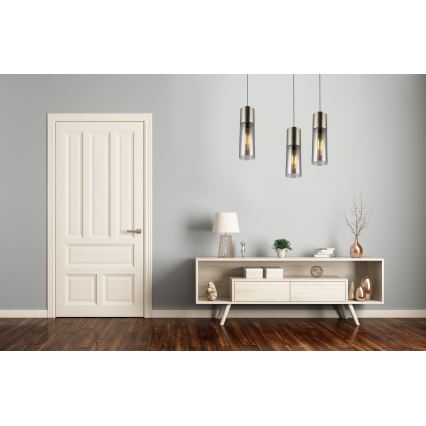 Globo - Kattokruunu johdossa 1xE27/25W/230V halkaisija 10,5 cm mattakromi