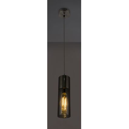 Globo - Kattokruunu johdossa 1xE27/25W/230V halkaisija 10,5 cm mattakromi