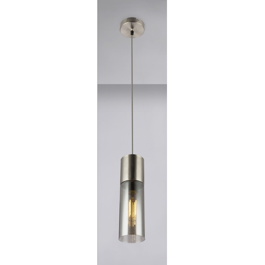 Globo - Kattokruunu johdossa 1xE27/25W/230V halkaisija 10,5 cm mattakromi