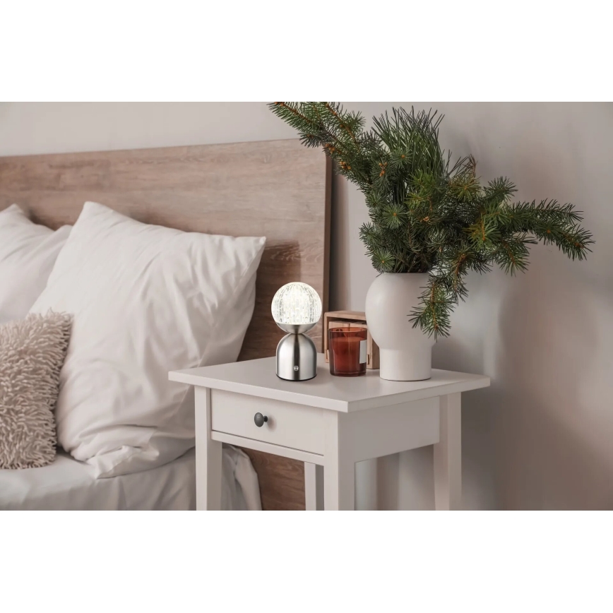 Globo - Himmennettävä LED-kosketuspöytävalaisin LED/2,5W/3,7V 2700/4000/6500K 1800 mAh USB mattakromi