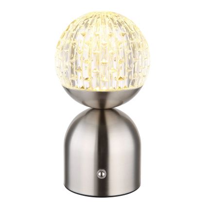 Globo - Himmennettävä LED-kosketuspöytävalaisin LED/2,5W/3,7V 2700/4000/6500K 1800 mAh USB mattakromi