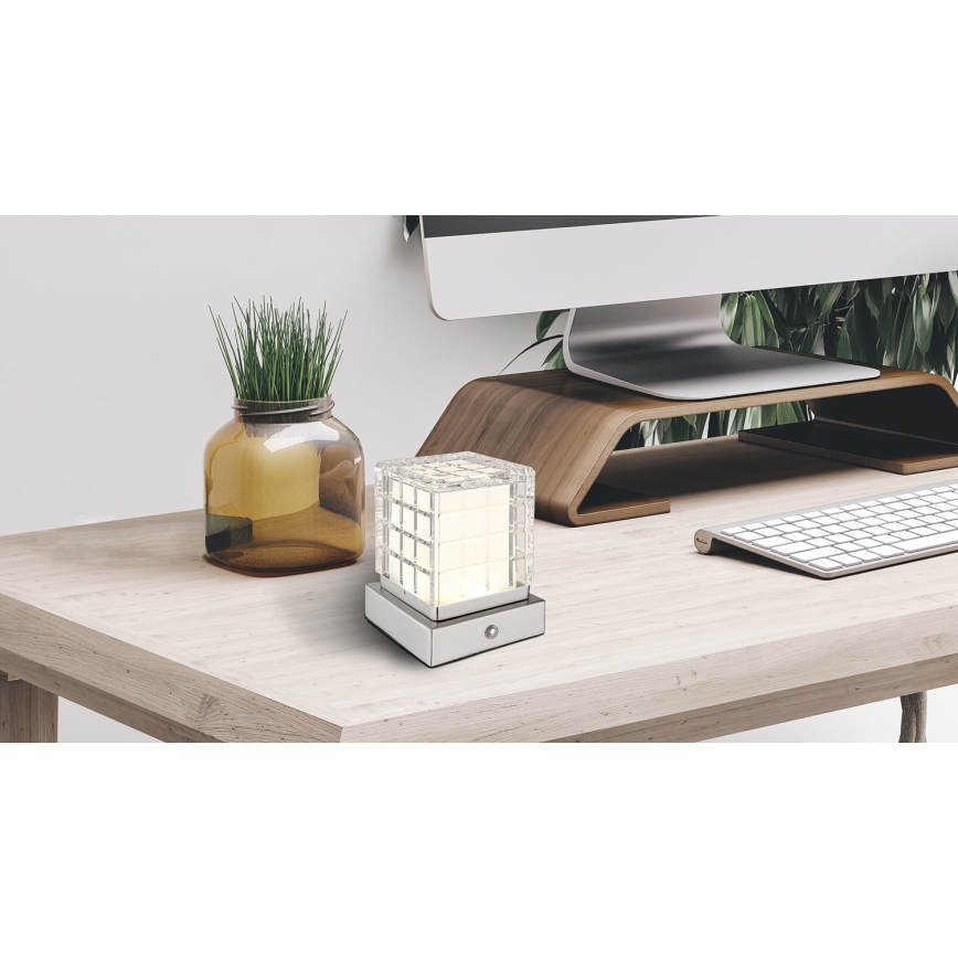 Globo - LED himmennettävä kosketuspöytävalaisin LED/2,5W/3,7V 2700K/4000K/6500K 1800 mAh USB mattakromi