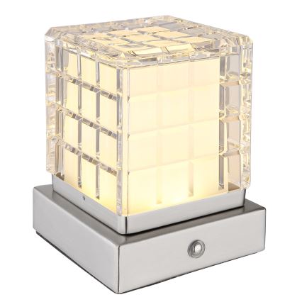 Globo - LED himmennettävä kosketuspöytävalaisin LED/2,5W/3,7V 2700K/4000K/6500K 1800 mAh USB mattakromi