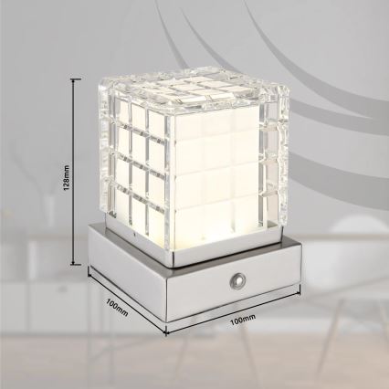 Globo - LED himmennettävä kosketuspöytävalaisin LED/2,5W/3,7V 2700K/4000K/6500K 1800 mAh USB mattakromi