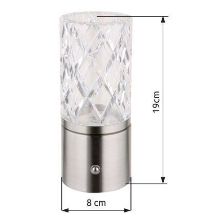 Globo - LED himmennettävä kosketuspöytävalaisin LED/2,5W/3,7V 2700K/4000K/6500K 1800 mAh USB mattakromi