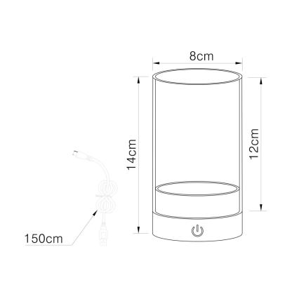 Globo - LED Ulkotila himmennettävä ladattava kosketus pöytävalaisin LED/2W/3,7V 2700/4000/6500K 1200mAh IP44 harmaa