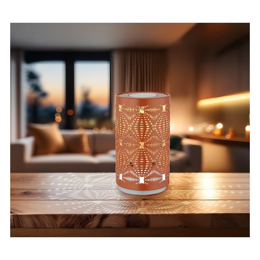 Globo - LED RGB kosketuksella ladattava pöytävalaisin LED/1W/5V 500 mAh kuparinvärinen