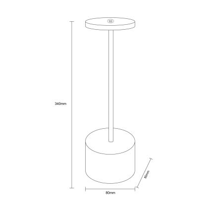 Globo - LED himmennettävä kosketuspöytävalaisin LED/1,2W/3,7V 2000K/3500K/7000K 1200 mAh USB musta