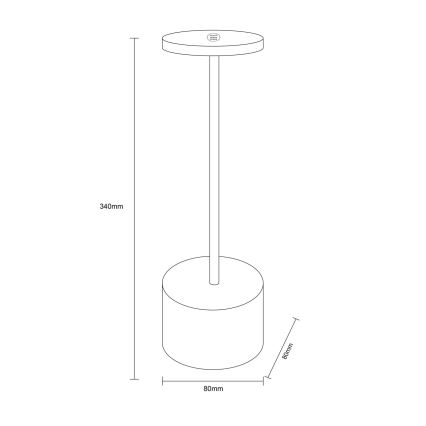Globo - LED himmennettävä kosketuspöytävalaisin LED/1,2W/3,7V 2000K/3500K/7000K 1200 mAh USB valkoinen