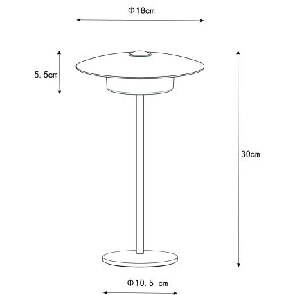 Globo - LED ulkokäyttöön tarkoitettu ladattava kosketuspöytävalaisin LED/3W/3,7V 1800/2700/3000K IP44 1800 mAh harmaa