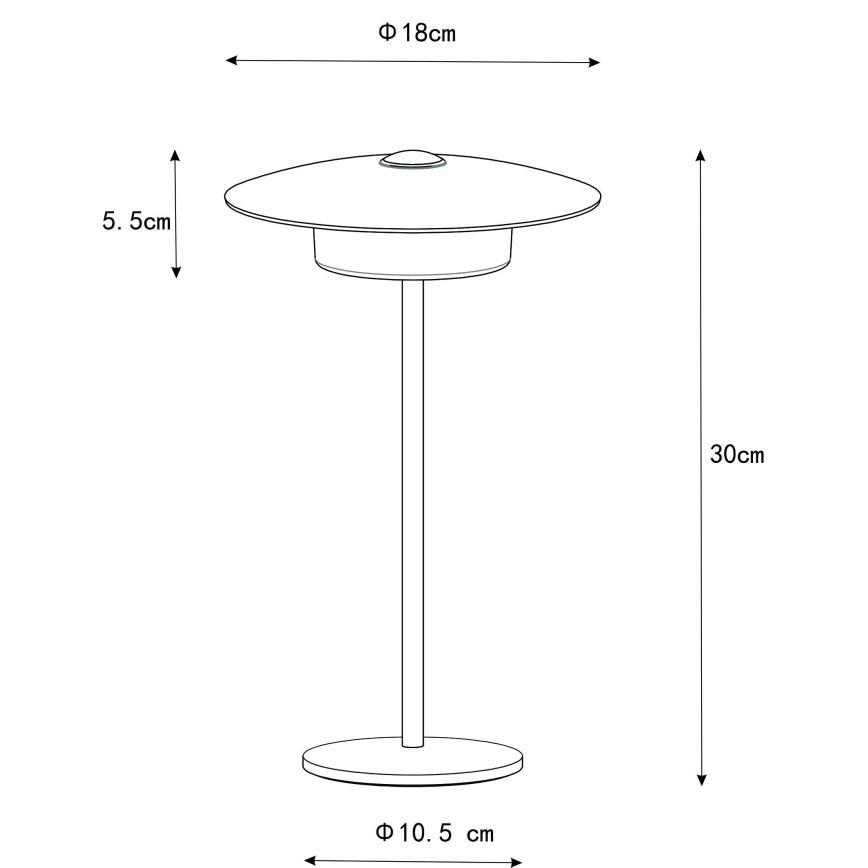 Globo - LED-ulkovalaisin ladattavalla kosketuspöytävalolla LED/3W/3,7V 1800/2700/3000K IP44 1800 mAh musta