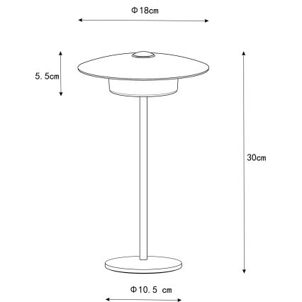 Globo - LED-ulkovalaisin ladattavalla kosketuspöytävalaisimella LED/3W/3,7V 1800/2700/3000K IP44 1800 mAh valkoinen
