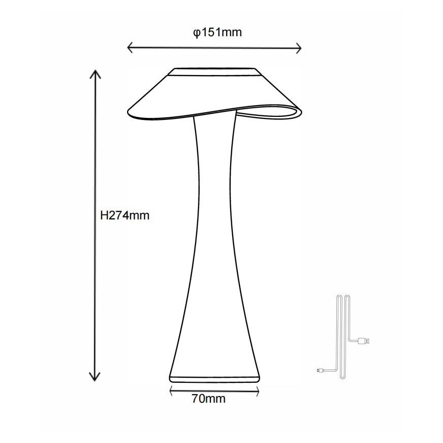 Globo - LED Himmennettävä ja ladattava pöytälamppu LED/2,5W/3,7V 1200mAh 2700K/4500K/6500K valkoinen