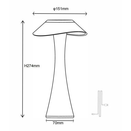 Globo - LED Himmennettävä ja ladattava pöytälamppu LED/2,5W/3,7V 1200mAh 2700K/4500K/6500K musta