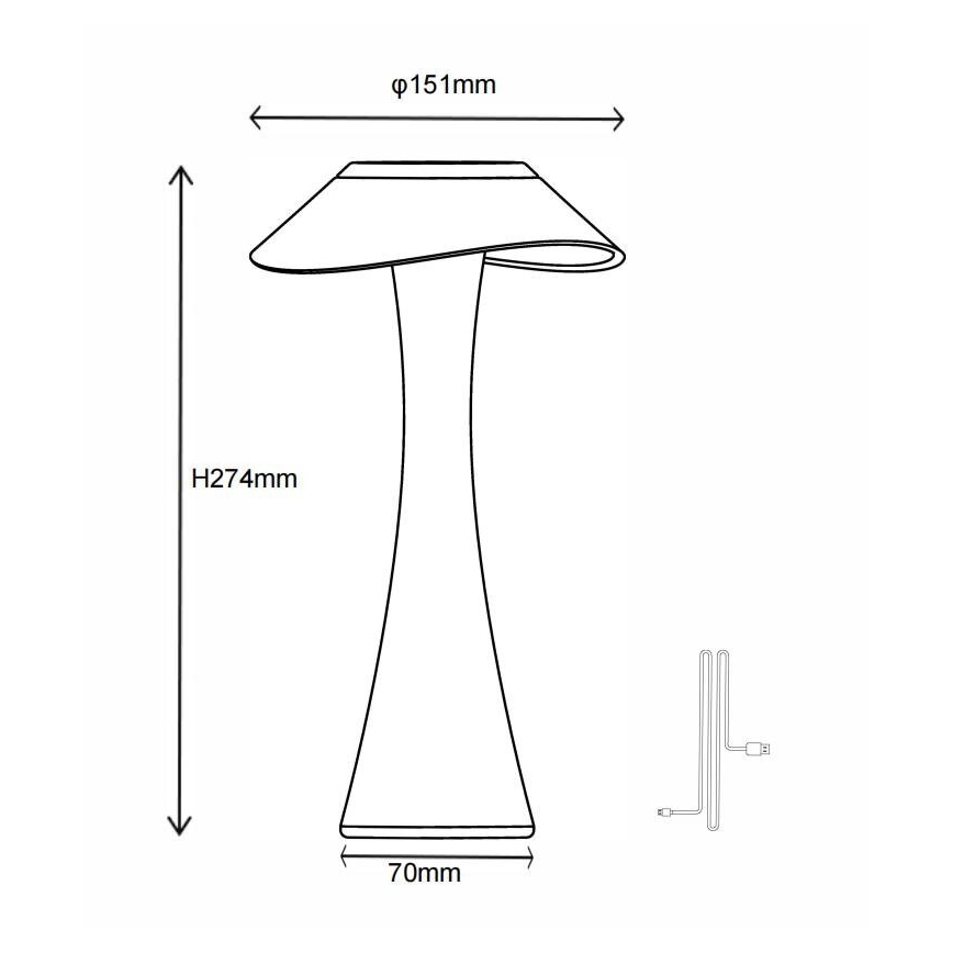 Globo - LED Himmennettävä ja ladattava pöytälamppu LED/2,5W/3,7V 1200mAh 2700K/4500K/6500K musta