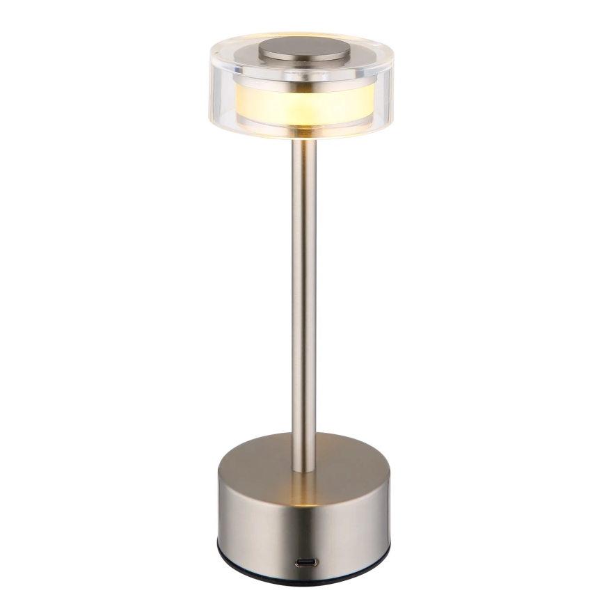 Globo - LED Himmennettävä ladattava kosketuspöytävalaisin LED/2,5W/3,7V 2700/4000/6500K 1800mAh mattakromi