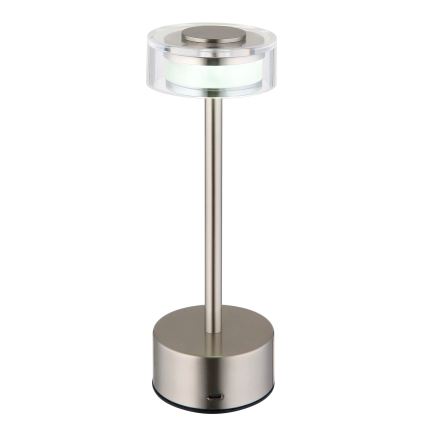 Globo - LED Himmennettävä ladattava kosketuspöytävalaisin LED/2,5W/3,7V 2700/4000/6500K 1800mAh mattakromi