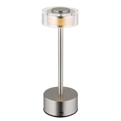 Globo - LED Himmennettävä ladattava kosketuspöytävalaisin LED/2,5W/3,7V 2700/4000/6500K 1800mAh mattakromi