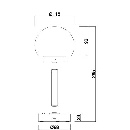 Globo - LED Himmennettävä ladattava kosketuspöytävalaisin LED/2,5W/5V 1800mAh 2700/4000/6500K antrasiitti