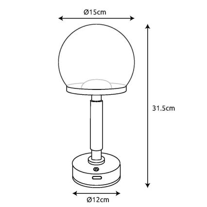 Globo - LED Himmennettävä ladattava kosketuspöytävalaisin LED/2,5W/5V 1800mAh 2700/4000/6500K Ruusukulta