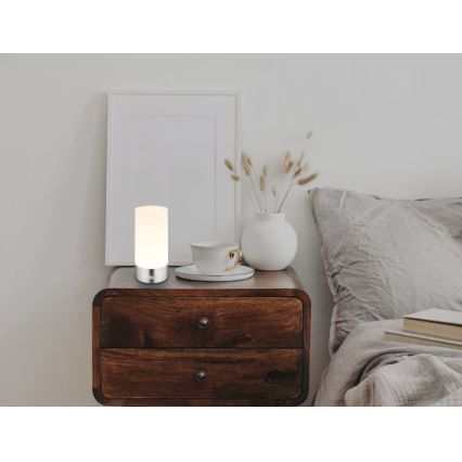 Globo - LED RGBW himmennettävä kosketusohjattu ulkokäyttöön tarkoitettu pöytävalaisin LED/1,8W/5V 1500 mAh IP44 mattakromi