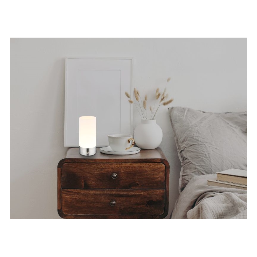 Globo - LED RGBW himmennettävä kosketusohjattu ulkokäyttöön tarkoitettu pöytävalaisin LED/1,8W/5V 1500 mAh IP44 mattakromi