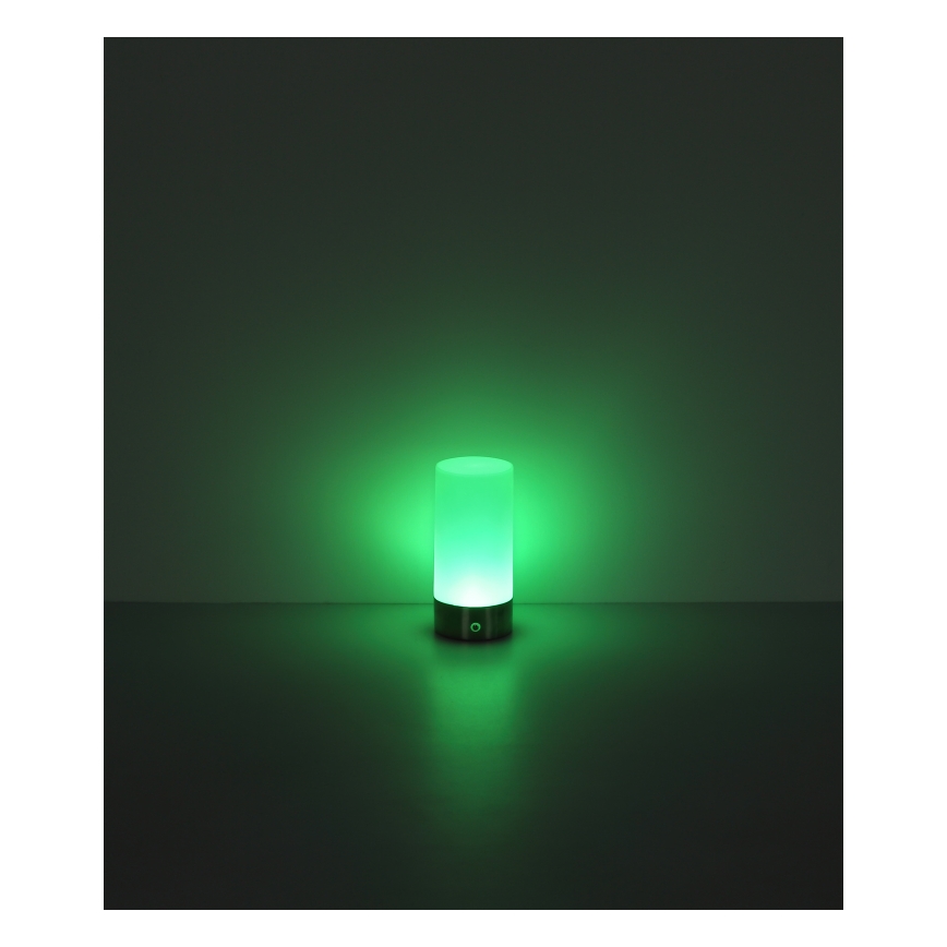 Globo - LED RGBW himmennettävä kosketusohjattu ulkokäyttöön tarkoitettu pöytävalaisin LED/1,8W/5V 1500 mAh IP44 mattakromi