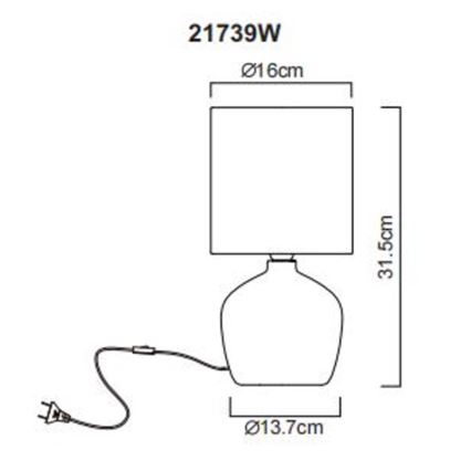 Globo - Pöytävalaisin 1xE14/40W/230V valkoinen