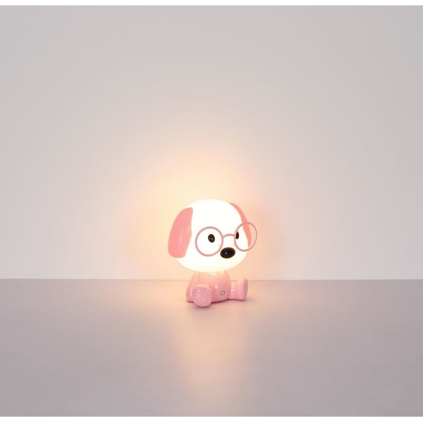 Globo - LED himmennettävä ladattava lasten yöpöytälamppu LED/1W/5V 500 mAh vaaleanpunainen