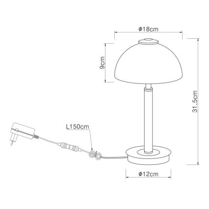 Globo - LED himmennettävä kosketusohjattu pöytälamppu LED/7W/230V 3000K messinki