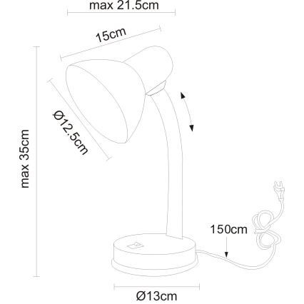 Globo - Pöytälamppu 1xE27/40W/230V musta
