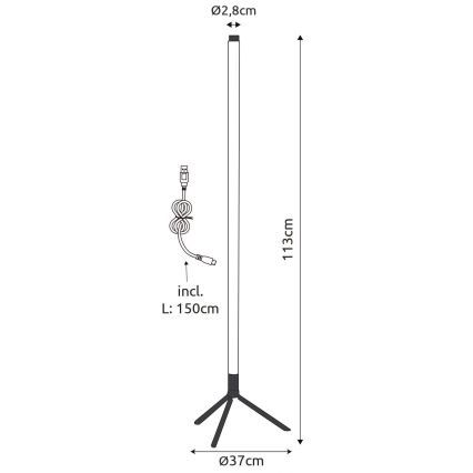 Globo - LED RGB himmennettävä lattiavalaisin LED/7W/5V + kaukosäädin