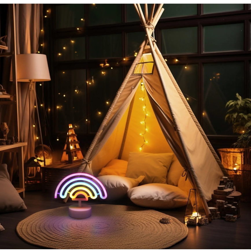 Globo - LED-neonpöytäkoriste LED/2W/3xAA sateenkaari