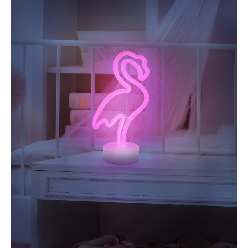 Globo - LED-neonpöytäkoriste LED/2W/3xAA flamingo