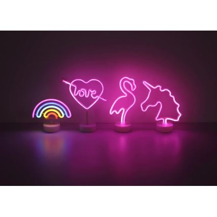 Globo - LED-neonpöytäkoriste LED/2W/3xAA flamingo