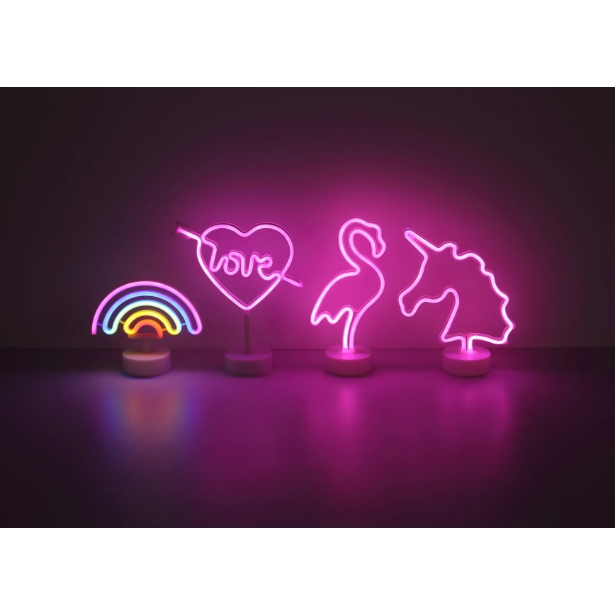 Globo - LED-neonpöytäkoriste LED/2W/3xAA flamingo