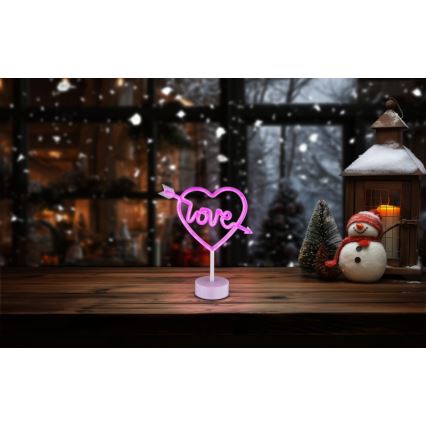 Globo - LED-neonpöytäkoriste LED/2W/3xAA sydän