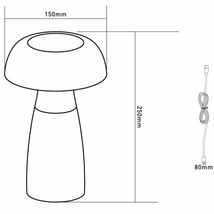 Globo - LED himmennettävä ladattava pöytävalaisin LED/1,5W/5V 800mAh 2700K/4000K/6500K