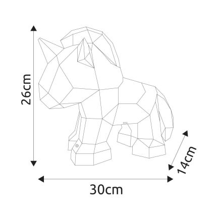 Globo - LED-himmennettävä ladattava yksisarvisaiheinen pöytäkoriste LED/4W/5V 1800 mAh
