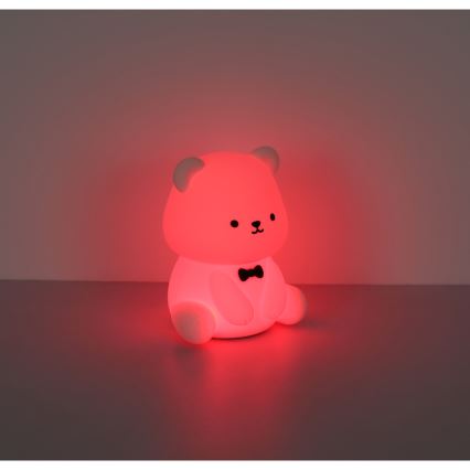 Globo - LED RGBW himmennettävä ladattava lasten yövalo LED/1W/5V 1200 mAh nalle