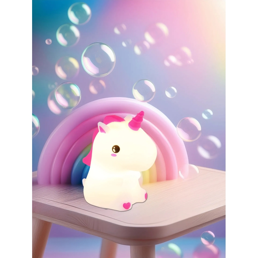 Globo - LED RGBW himmennettävä ladattava lasten yövalo LED/1,5W/5V 1200 mAh yksisarvinen
