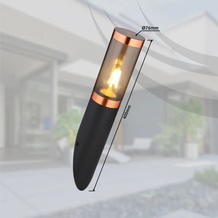 Globo - Ulkoseinävalaisin 1xE27/23W/230V IP44 musta/kupari