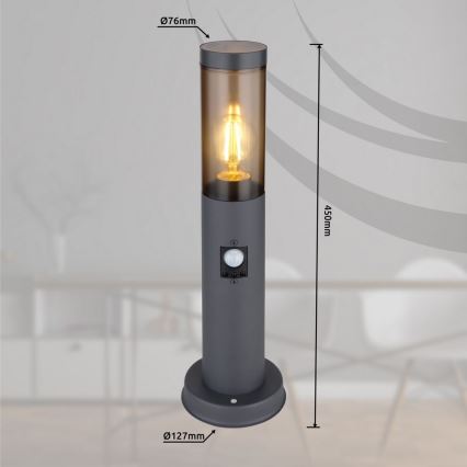 Globo - Ulkovalaisin anturilla 1xE27/15W/230V 45 cm IP44