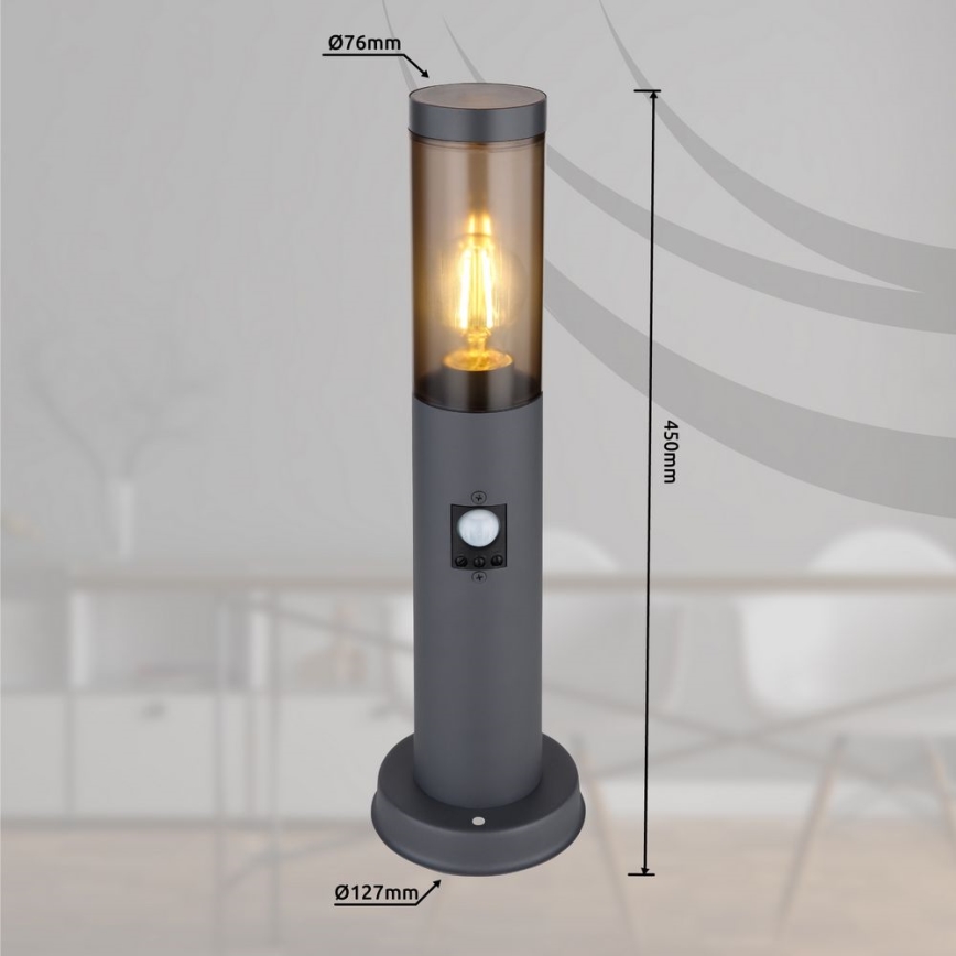 Globo - Ulkovalaisin anturilla 1xE27/15W/230V 45 cm IP44