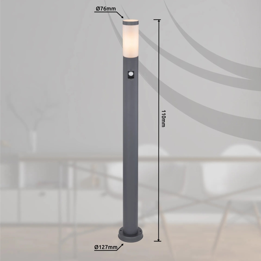 Globo - Ulkovalaisin anturilla 1xE27/15W/230V IP44 110 cm antrasiitti