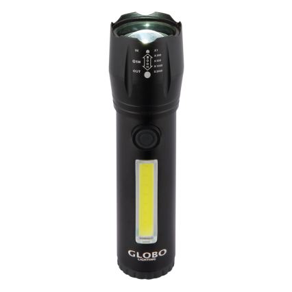 Globo - LED ladattava taskulamppu LED/3W/5V + COB/3W 5500K 1200 mAh