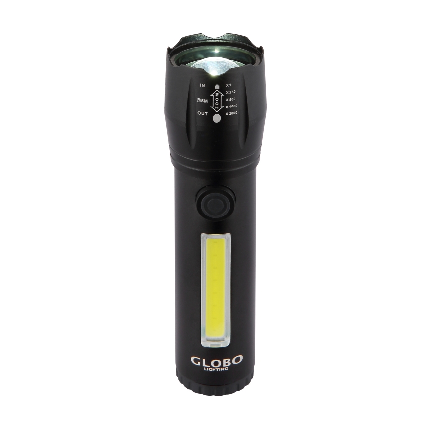Globo - LED ladattava taskulamppu LED/3W/5V + COB/3W 5500K 1200 mAh