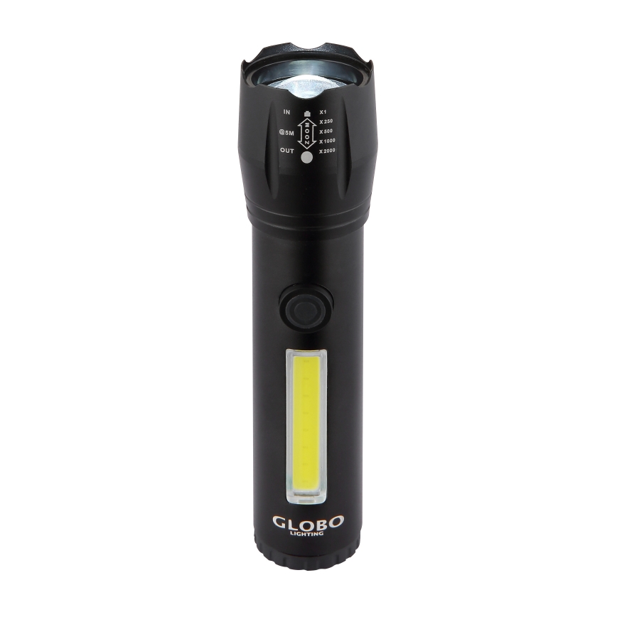 Globo - LED ladattava taskulamppu LED/3W/5V + COB/3W 5500K 1200 mAh