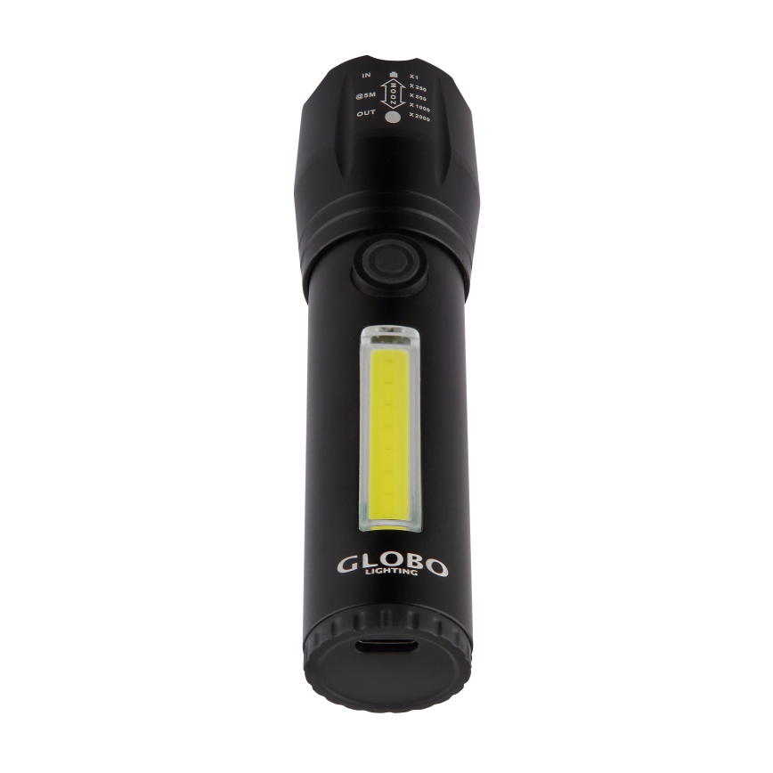 Globo - LED ladattava taskulamppu LED/3W/5V + COB/3W 5500K 1200 mAh