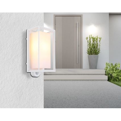 Globo - Ulkovalo anturilla 1xE27/60W/230V IP44 valkoinen